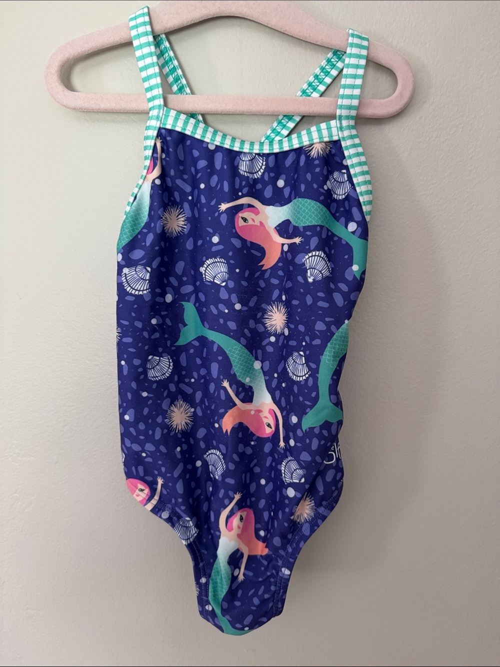 Dolfin Girls Navy Mermaid One-Piece Swimsuit with Mint Straps